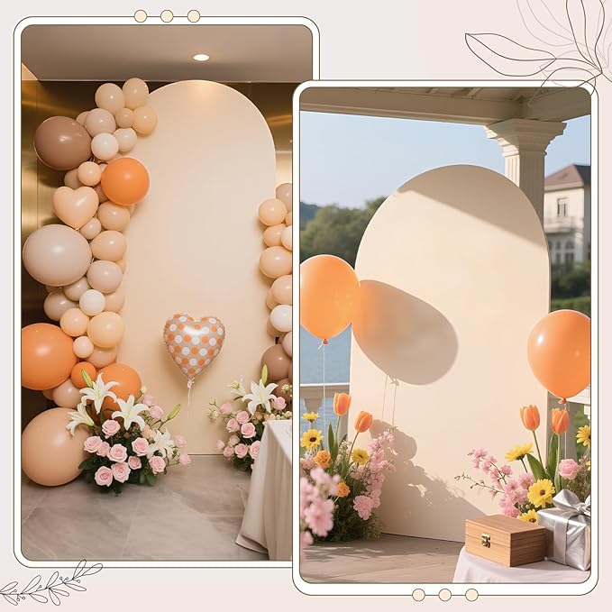 Ledido Wedding Arch Backdrop Cover 7.2FT Arch Covers Fitted Stretchy Spandex Round Top Stand Backdrop Cover for Wedding Banquet Ceremony Birthday Party Baby Shower Event Decoration,Beige