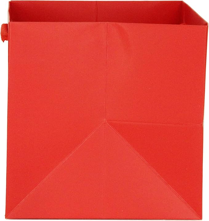 Red Square Gift Bag 12 in Paper Gift Box Large Square Bottom Kraft Paper Bags with Handles for Party Favor, Birthday Gift Bags (Red, 12 x 12 x 12 in, 10 CT)