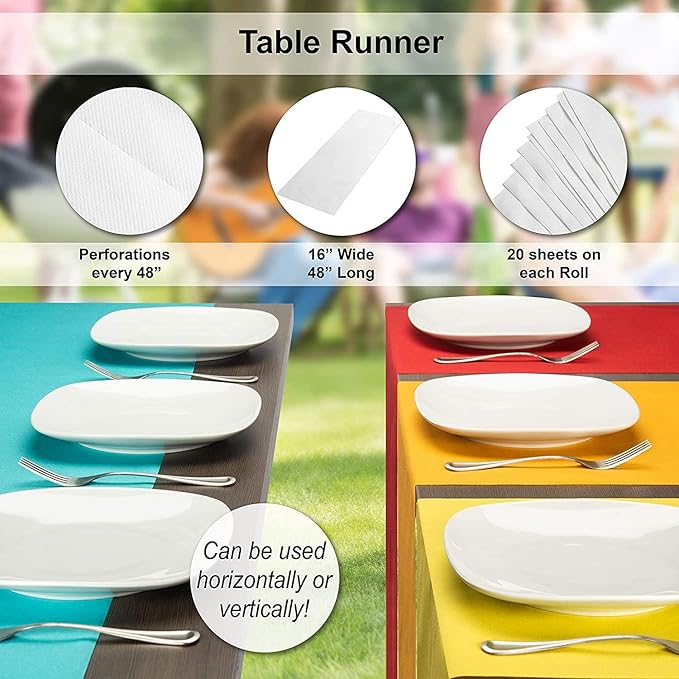 American Homestead Paper Table Runner Roll - 78 ft. Disposable Linen-Like Table Cover Roll - 20 Perforated Table Runners (16" x 48") for Parties, Weddings, and Events - Light Brown