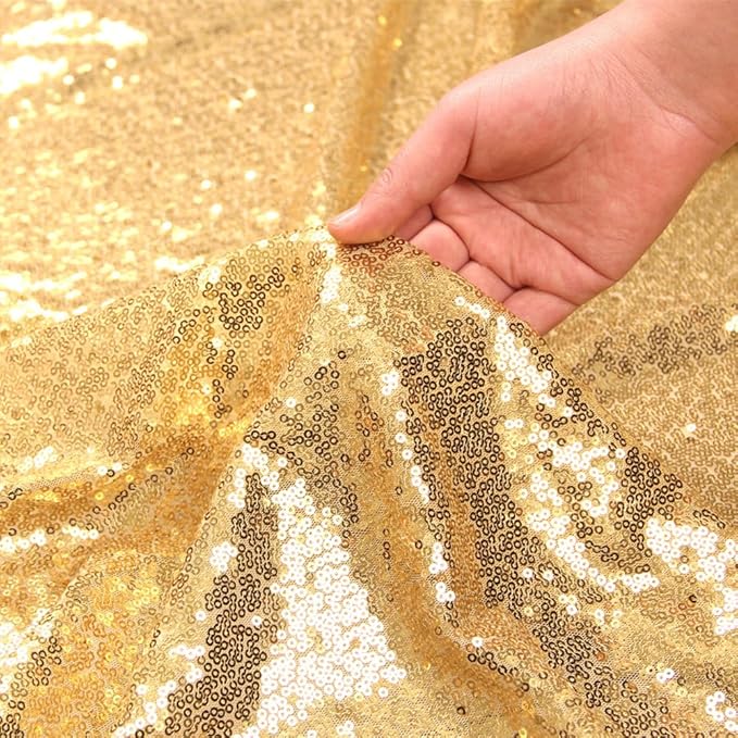 SquarePie Sequin Tablecloth 60 x 120 Inch Gold Sparkly Table Linen for Wedding Party