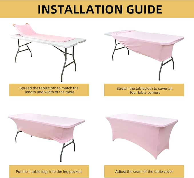 10-Pack 6ft Spandex Table Covers for Rectangle Standard Folding Tables - Wrinkle Resistant Stretch Tablecloths - Ultimate Fitted Table Protector for Parties, Banquet, Wedding