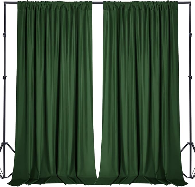 Sugargirl 10x10FT Green Backdrop Curtains Polyester Photo Backdrop Drapes Curtains 2 Panels with Rod Pockets for Party Birthday Wedding Photography Home Decoration
