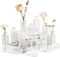 ComSaf Small Bud Vases Set of 12, 5.2 inch Glassl Bud Vase in Bulk, Mini Flower Vase for Centerpiece, Vintage Decorative Vase for Flowers, Wedding, Christmas, Home Decor, Housewarming Gift (Clear)
