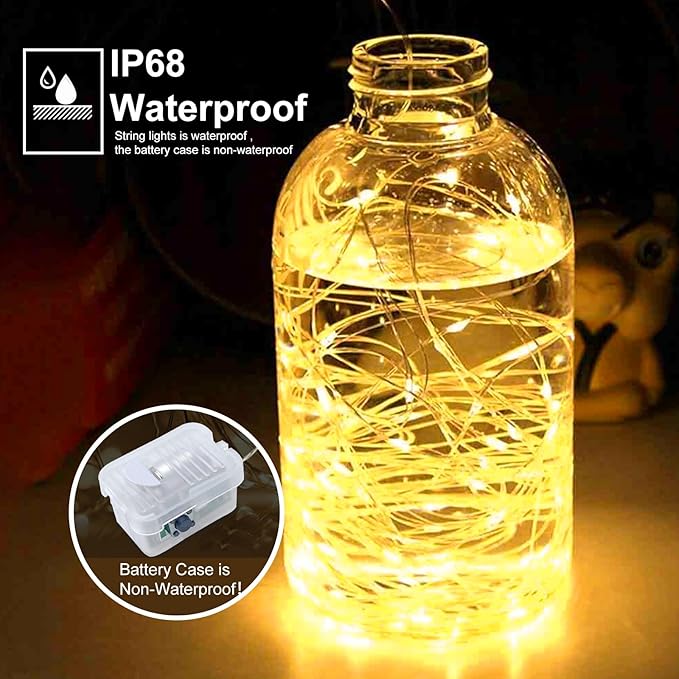 pozzolanas 12 Pack Warm White Battery Operated String Lights - 7ft Waterproof Fairy Lights with 20 LEDs for Home, Mason Jar, Party, Wedding, Halloween, Christmas Decorations