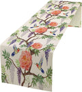 Vintage Bird Flower Table Runner Seasonal Spring Purple Wisteria Garden Plants Lavender Pink Florals Farmhouse Country Kitchen Dinner Runner Dining Table Decoration for Home Party Holiday 13"x36"