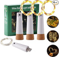 Wine Bottle Lights - 4 Pack Rechargeable Battery Operated 140mAh 20 LED Bottle Stoppers，8 Light Modes Switching,Perfect for Christmas, Weddings, Halloween, and More(Warm)