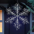 30’’ Christmas Snowflake Lights Outdoor, Pre-lit 240Pcs Cool White LEDs Hanging Silver Snowflake Decoration for Home Indoor Outdoor Window Silhouette
