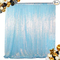 ShinyBeauty 4FTx8FT Iridescent Aqua Sequin Photo Backdrop | Glitter Fabric Wedding Party Background | Mermaid Theme Curtains (2 Panels) - Sparkly & Elegant Decor for Events