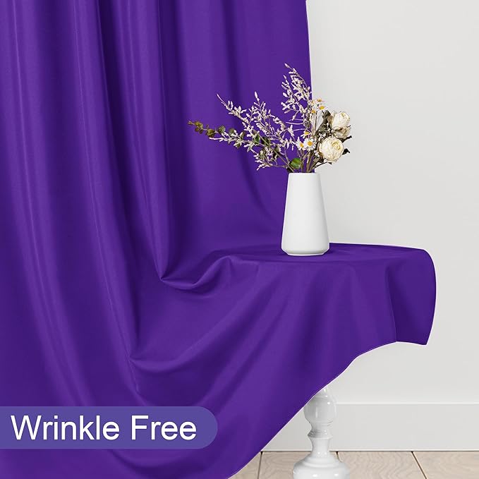DWCN 10x10 FT Backdrop Curtains for Parties, Photography Backdrop Drapes with Rod Pockets for Wedding Decorations Stage Birthday Family Gatherings, 2 Panels 5ft x 10ft, Purple