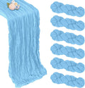 6 Pack Baby Blue Fall Table Runner 10ft Boho Gauze Fabric Cheesecloth Table Runner 35 x 120 Inch Rustic Sheer Runner for Romantic Wedding Decor Baby Shower Party Table Centerpiece Decorations