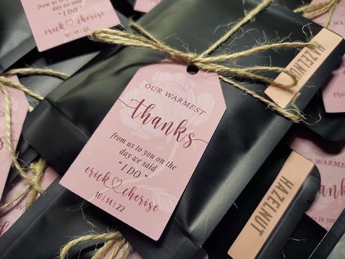Personalized Gift Tags, Thank You Tags for Wedding Birthday Business Party Favors, Custom Hang Tags with Your Text and String, 2 X 3.75 Inch (Wreath Pattern 4)