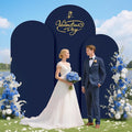 Metal Arch Backdrop Stand and Cover Set 6&6.6&7.2ft Navy Blue Arch Backdrop Covers Gold Wedding Arch Stand Set of 3 Spandex Arched Covers for Bridal Baby Shower Banquet Party Decoration