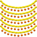 5 Pcs Marigold Garland Diwali Decor Artificial Flowers, 4.5 Feet Artificial Marigold Flowers for Indian Pooja Diwali Home Mantle Decor Wedding Decoration for All Year Decoration (Yellow＆Orange)