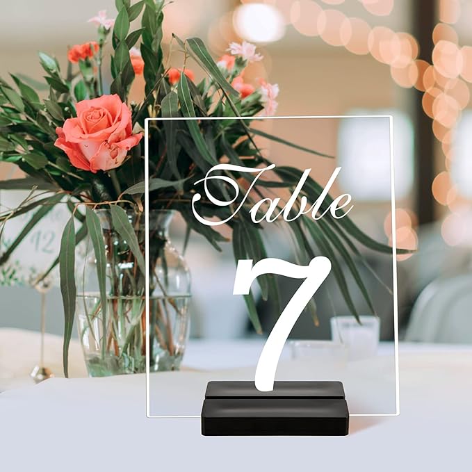 Acrylic Sign Stand | Wedding Sign Holdes, Acrylic Sign Stand with Card Slot, Used for Desktop/Menu Display, 20 Count (Black)