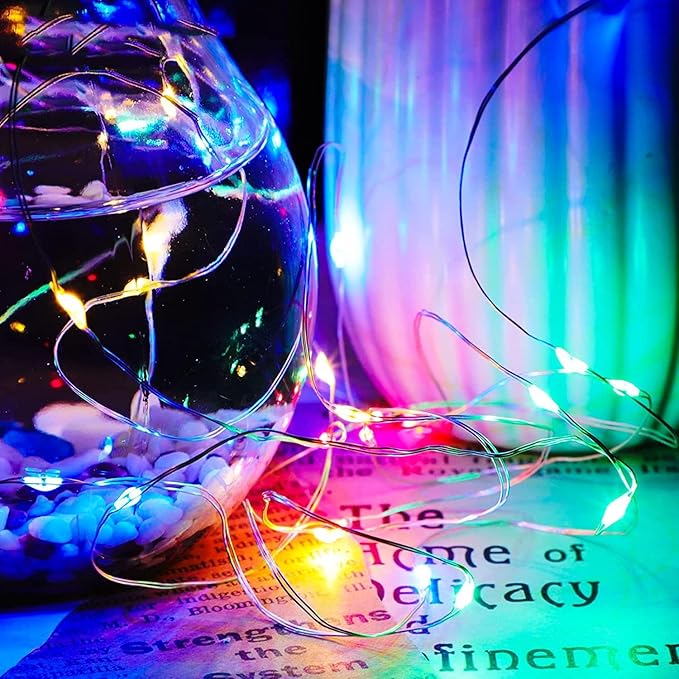 24 Pack LED Fairy Lights Battery Operated 7Ft 20Led Mini String Lights Waterproof Christmas for Mason Jars Bedroom DIY Party Wedding Christmas Decor Red