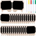 Swpeet 30Pcs Mini Chalkboards Signs with Liquid Chalk Markers and Easel Stand, Rectangle Notch Message Board Signs for Weddings Place Cards, Birthday Parties, Table Numbers and Event Decorations