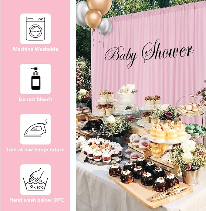 Pink Backdrop Curtain for Parties Rod Pocket Pink Curtains Photography Backdrop Drapes Privacy Fabric Decoration for Birthday Party Wedding Baby Shower Home Decor, 5ft x 10ft, 2 Panels