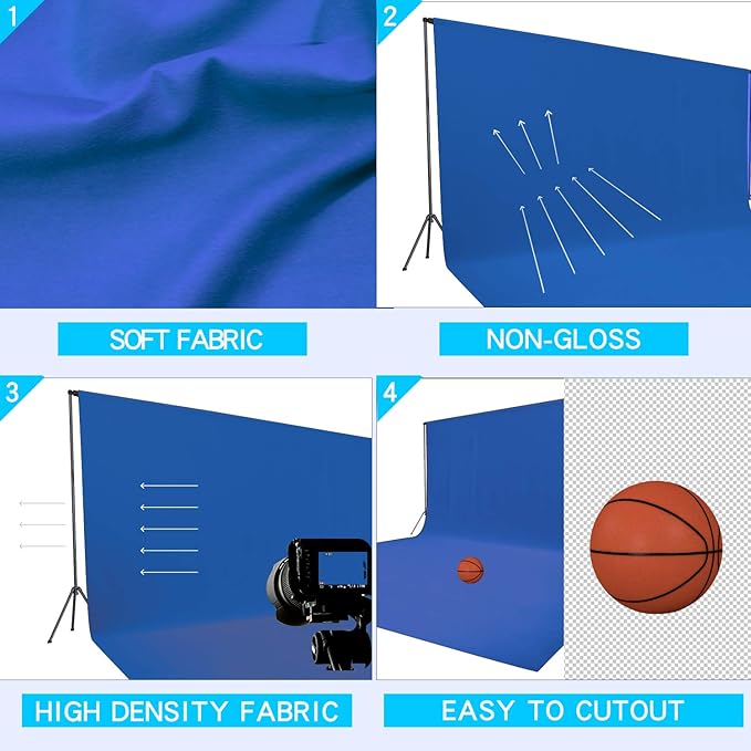 ISSUNTEX 10X16 ft Background Muslin Backdrop, Photo Studio, Collapsible High Density Screen for Video Photography and Television-Blue
