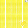 10 Pack Yellow Foil Curtain Backdrop 3.2ft x 8.2ft Macaron Tinsel Foil Fringe Curtains Streamer Photo Booth Backdrop for Birthday Party Baby Shower Engagement Wedding Holiday Decor (Macaron Yellow)