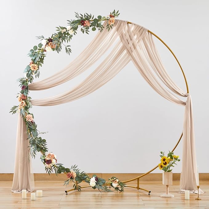 Wedding Arch Draping Fabric, 1 Panel 28" x 19Ft Deep Champagne Arch Drapes Sheer Backdrop Curtain for Wedding Ceremony Party Ceiling Decor