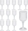 JLYLOL Plastic Vintage Wine Glasses 7OZ Plastic Goblets Vintage Drinking Glasses 12PCS Retro Wedding Glassware Water Goblets Reusable Drinking Cups for Party,Reception,Celebration,Bar,Whiskey(White)