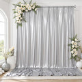 gogoparti 20X10 FT Silver Backdrop Curtain for Parties, Glitter Photo Backdrop Drapes, 4 Panels of 5x10 FT Wrinkle-Free Sequin Curtain Drapes for Wedding, Birthday, Christmas Photography