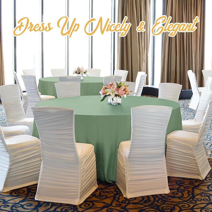 BRILLMAX 4 Pack Sage Green Round Tablecloths 108 Inch - Circle Bulk Linen Polyester Fabric Washable Table Cloth Cover for Wedding Reception Banquet Birthday Party Buffet Restaurant