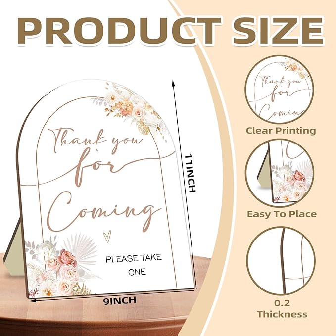 Thank You for Coming Please Take One Sign, Floral Decoration Baby Shower Sign for Guests, Bridal Shower Welcome Sign, Baby Shower Birthday Party Decor Supplies 9 * 11IN