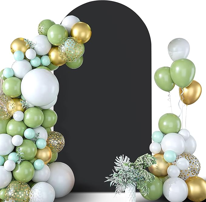 Arch Backdrop Stand Cover 6Ft Black Thick Spandex Fabric Arch Backdrop Cover High Elasticity Fitted Round Top for Wedding Birthday Party Baby Shower Garden Decoration