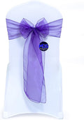 MDS Pack of 50 PCS Organza Chair Sashes Wider Dining Chair Bows Ribbon Tie Back for Wedding Party Birthday Bridal Shower Reception Event Banquet Home Chair Cover Decoration - Purple