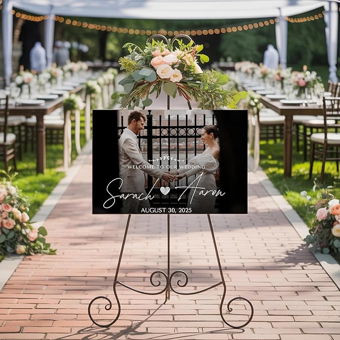 Personalized Wedding Welcome Sign for Bride & Groom, Customized Welcome to The Night Board for Ceremony or Reception, Bridal Party, Canvas Poster Decor for Weddings with Photo