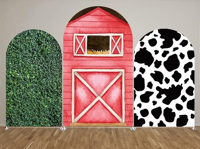 Arch Backdrop 7ft Height Chiara Arch Stand Covers Stretchy Spandex Fabric Cow Pattern Background for Birthday Baby Shower Party Decoration