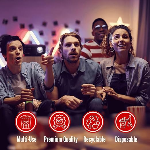 ZEEGO0 50-Pack Popcorn Boxes Bulk, Sturdy and Durable Popcorn Bucket, Large Capacity Containers, Bowl & Cups, Convenient Movie Night Supplies, Perfect for Families, Parties, Carnivals
