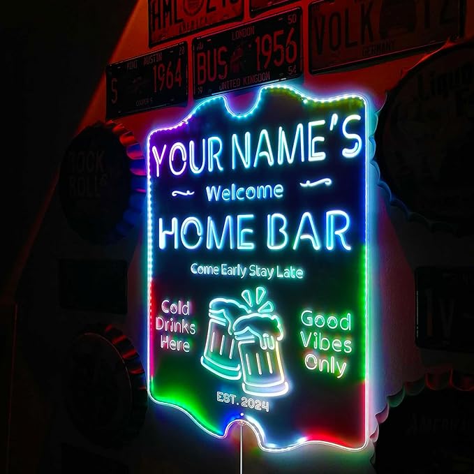 ADVPRO Personalized Your Name Home Bar RGB Dynamic Glam LED Sign - Cut-to-Edge Shape - Smart 3D Decoration - Multicolor Signage st06s86-fnd-p11-tm-c