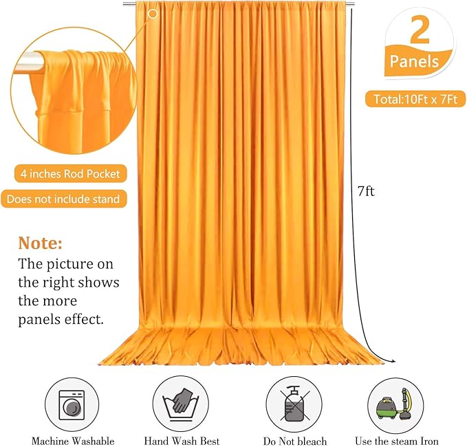 10 x 7 Feet Orange B Backdrop Curtain for Partie, Background Curtains for Photoshoot, Birthday, Wedding, Halloween, Thanksgiving, Christmas, New Year Party Decorations 5Ft x 7Ft, 2 Panels
