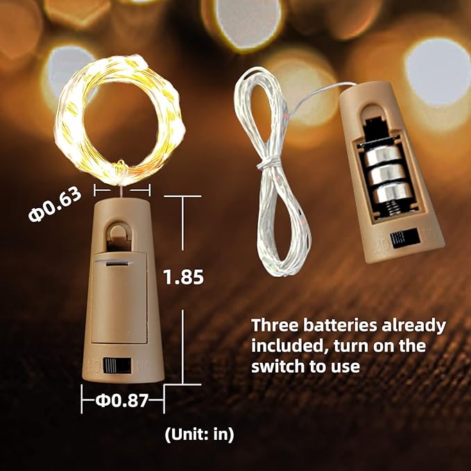30 Pack Wine Bottle Lights with Cork, 20 LEDs, 6.6 Ft, Fairy Mini String Lights for DIY Jar Halloween, Christmas, Party Decoration, Wedding Listing (30 Pack, Warm White)