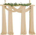 4 Panels Beige Cheesecloth Draping Fabric 35" x 20FT Gauze Fabric Arch Drapes for Wedding Reception Sheer Backdrop Photo Background Household Curtain or Outdoor Curtain