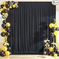 10x10ft Wrinkle Free Black Backdrop Curtain for Parties, Silky Polyester Photo Backdrop Drapes Back Drop Cloth for Wedding Birthday Graduation Photography Photoshoot Decor 2 Panels 5x10ft