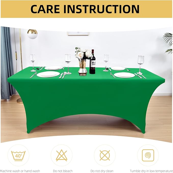 6-Pack 6ft Spandex Table Covers for Rectangle Standard Folding Tables - Wrinkle Resistant Stretch Tablecloths - Ultimate Fitted Table Protector for Parties, Trade Shows, Wedding