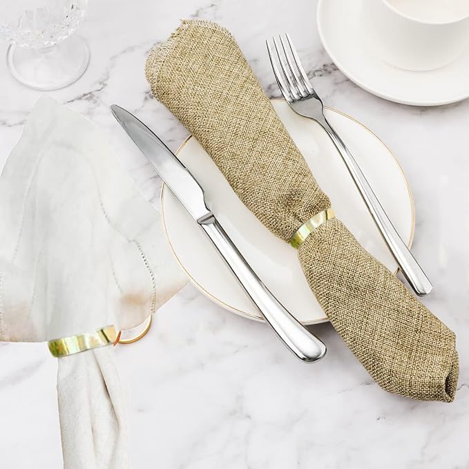 Gold Napkin Rings-20 Pcs Stainless Steel Napkin Rings,Metal Napkin Ring for Table Settings Wedding Christmas Party Dinner Table