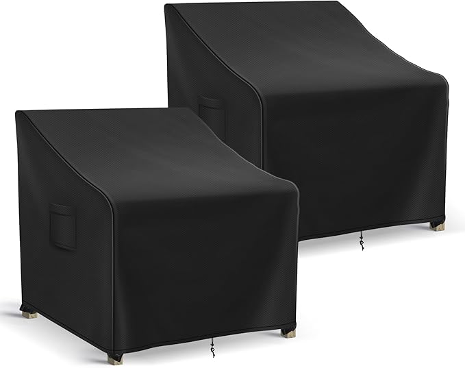 Patio Furniture Covers Waterproof for Chairs, Lawn Outdoor Chair Covers 2 Pack, Patio Chair Covers for Outdoor Furniture Fits up to 30W x 27D x 36H inches, Black