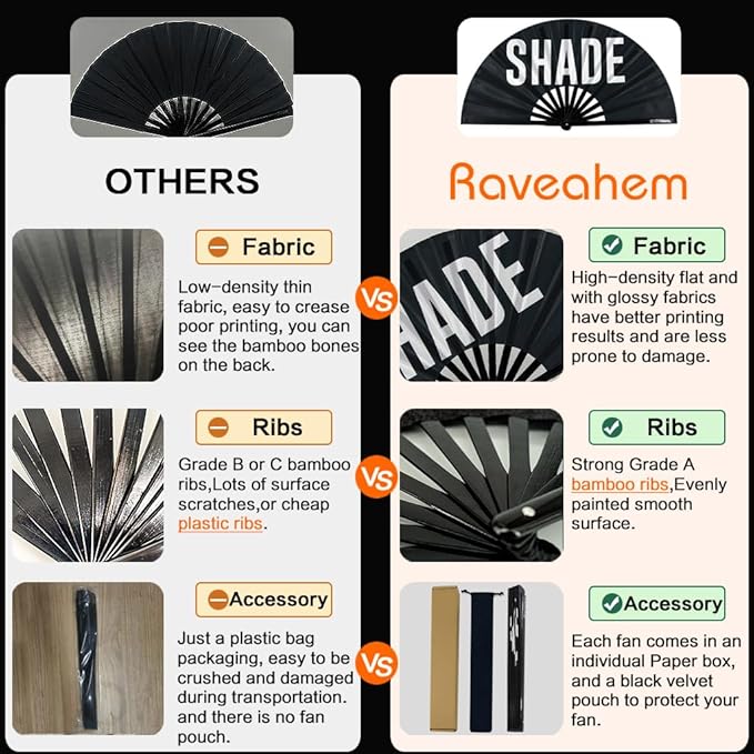 UV Glow Rave Fan, Bamboo Folding Clack Hand Fans Foldable for Men Women, Boots on the Ground Poping Fan for EDM Festival Line Dance Decoration, (Kaleidoscope Girls, Large 13")