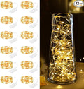 Minetom 12 Pack Fairy Lights Battery Operated -7ft 20 LED Silver Wire String Lights, Waterproof Mini Firefly Lights for DIY, Wedding, Mason Jars, Crafts, Christmas Garlands, Party Decor