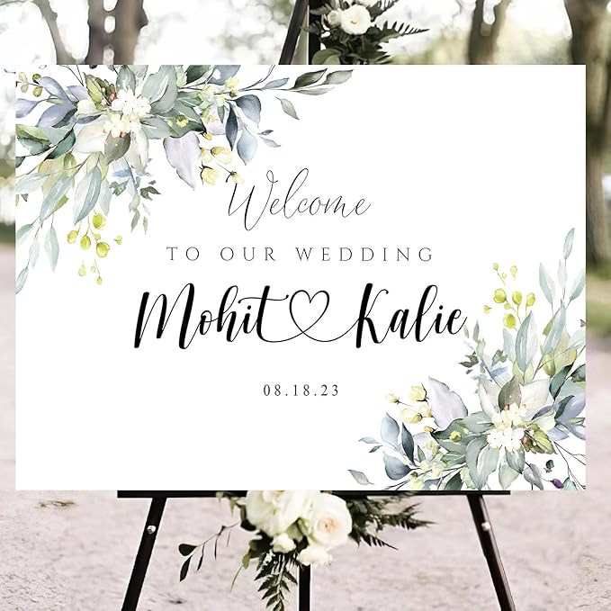 Editable Wedding Sign, Wedding Welcome Sign, Greenery Welcome sign, Wedding Eucalyptus Sign
