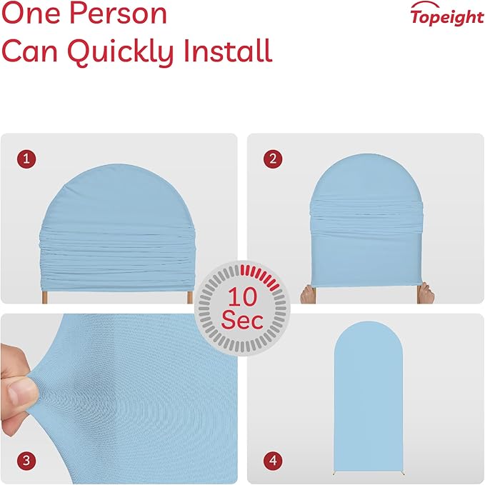 Spandex Anti Wrinkle Arch Backdrop Cover - High Elastic Fitted Arch Stand Cover Set of 3 Dusty Blue Round Top Chiara Backdrop for Wedding Birthday Party Garden 6.6FT, 7.2FT, 8FT