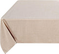 Fitable Faux Linen Beige Tablecloth Rectangle 60 x 84 Inch - Fabric Neutral Table Cloth for 6 Foot Tables, Faux Burlap Kitchen Table Cover for Dining, Party, Farmhouse, Outdoor Picnic, Camping