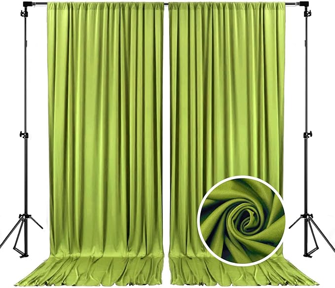 10 x 7 Feet Olive-Green Backdrop Curtain for Partie, Background Curtains for Photoshoot, Birthday, Wedding, Halloween, Thanksgiving, Christmas, New Year Party Decorations 5Ft x 7Ft, 2 Panels
