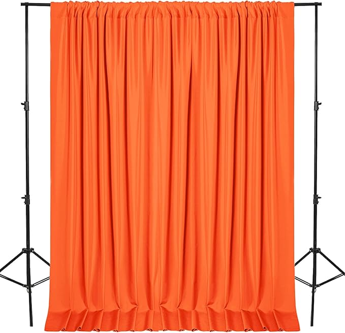 DWCN 10x10 FT Backdrop Curtains for Parties, Photography Backdrop Drapes with Rod Pockets for Wedding Decorations Stage Birthday Family Gatherings, 2 Panels 5ft x 10ft, Orange