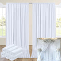 30ftx16FT Wrinkle Free White Backdrop Curtain, 6 Panels 16FT Height White Wedding Backdrop Drapes, Silky Polyester Back Drop Cloth for Birthday Photography Background Party Backdrop Draping