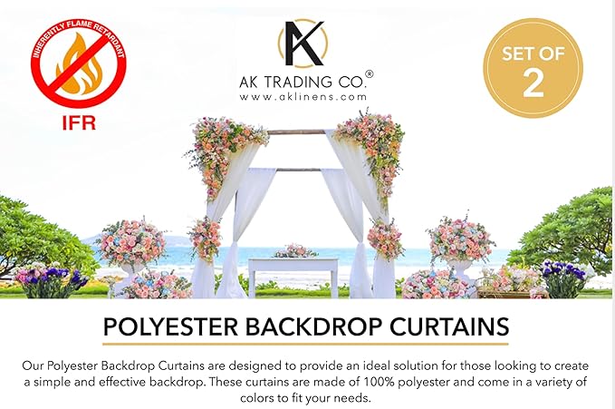 AK TRADING CO. 10 feet x 8 feet IFR Polyester Backdrop Drapes Curtains Panels with Rod Pockets - Wedding Ceremony Party Home Window Decorations - Tiffany